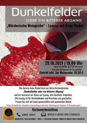 Mörderische Weinprobe - Lesung mit Anne Riebel Alte Münze Mörderische Weinprobe - Lesung mit Anne Riebel Alte Münze